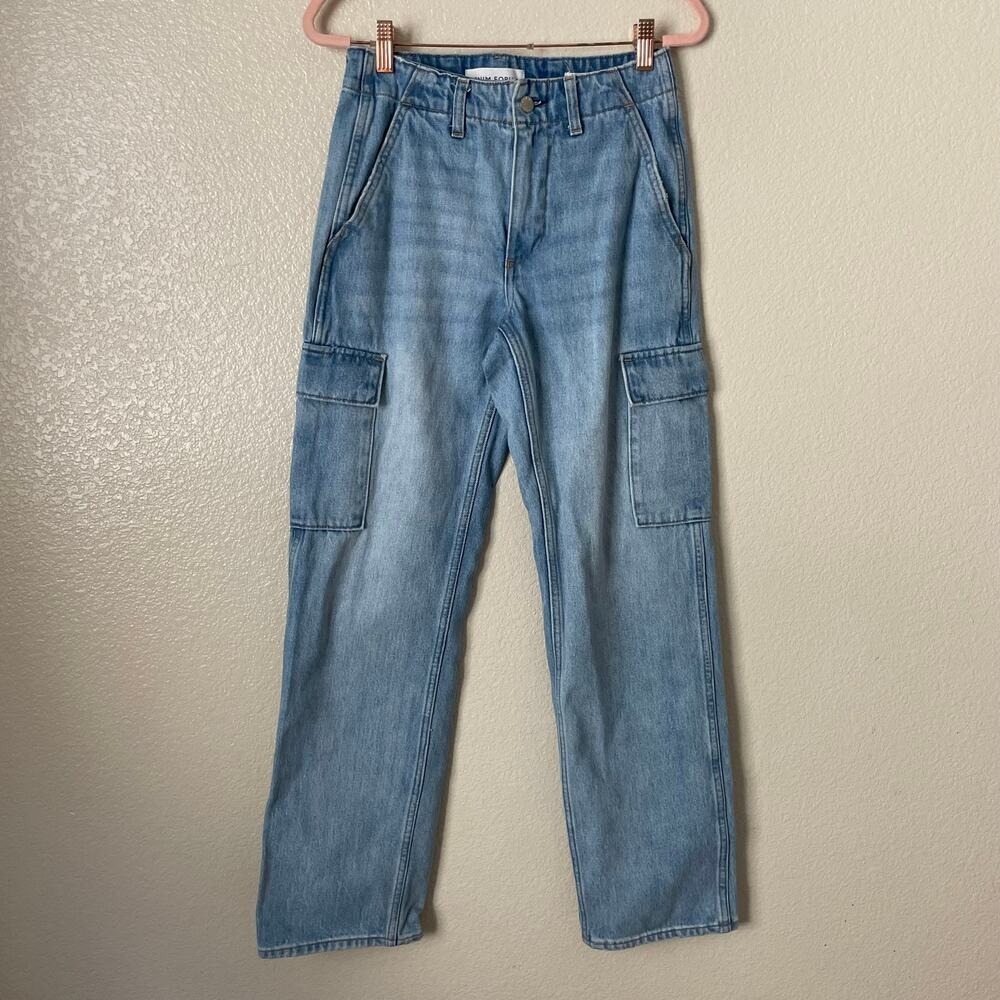 Denim Forum Jeans Womens Size 23 Cargo Blue Denim 90s Edie Low Rise‎ Y2K Cotton - Picture 4 of 14